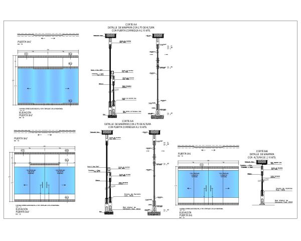 Free AutoCAD 2D Editable Drawings for Glass Sliding door installation shop drawings -1