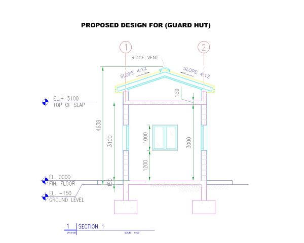 Free AutoCAD 2D Editable Drawings for Guard Hut Detail Design -2