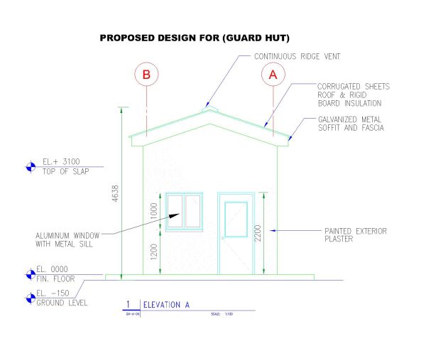 Free AutoCAD 2D Editable Drawings for Guard Hut Detail Design -4
