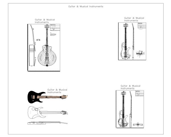 Guitar & Musical Instruments-001 CAD Block – DWG AutoCAD Editable Drawing (Free Download)
