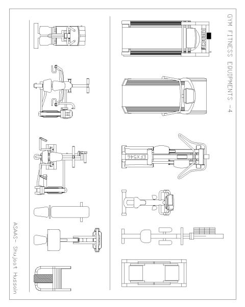 Free AutoCAD 2D Editable Drawings for Gym Fitness Equipments for all type of Excercises- 4