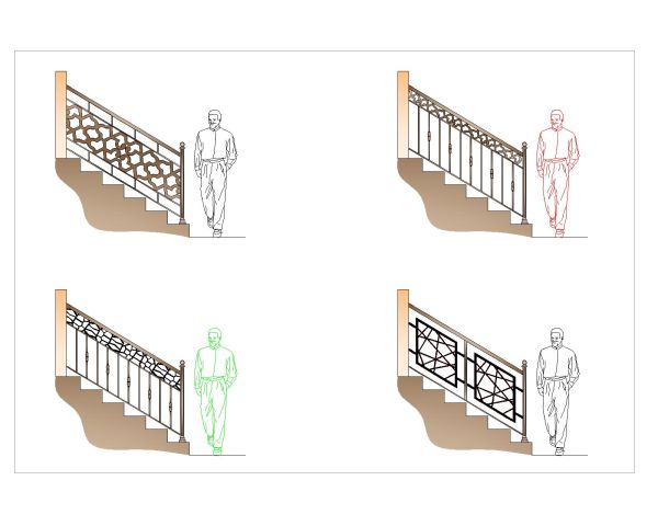 Handrails with different Materials -1 CAD Block – DWG AutoCAD Editable Drawing (Free Download)
