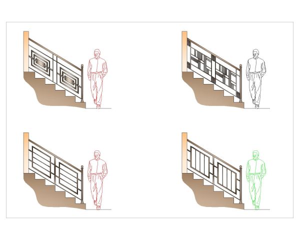 Handrails with different Materials -2 CAD Block – DWG AutoCAD Editable Drawing (Free Download)