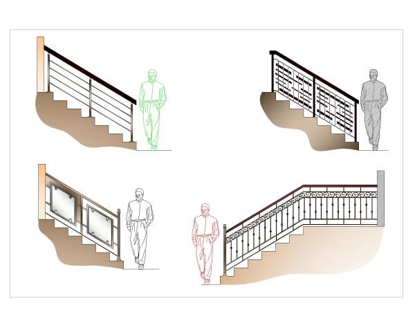 Handrails with different Materials -6 CAD Block – DWG AutoCAD Editable Drawing (Free Download)
