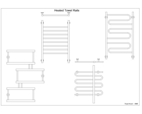 Heated Towel Rail CAD Block – DWG AutoCAD Editable Drawing (Free Download)