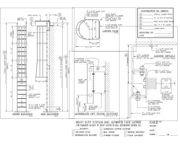 Free AutoCAD Drawing for Heavy Duty Aluminum Cage ladder-1