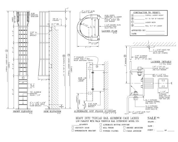 Free AutoCAD Drawing for Heavy Tubular Aluminum Cage ladder