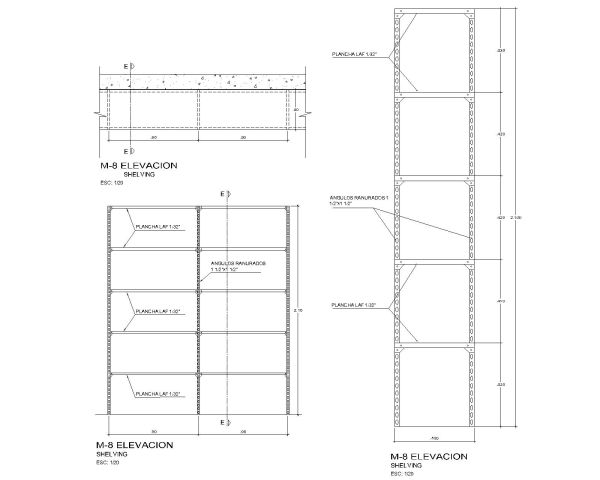 Free AutoCAD 2D Editable Drawings for Heavy Weight Shelvings