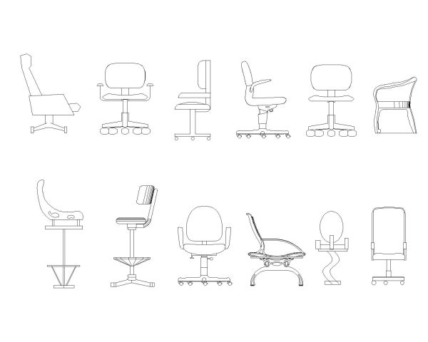 High-quality, editable 2D DWG CAD blocks of hydraulic office chairs-2 CAD Block – DWG AutoCAD Editable Drawing (Free Download)