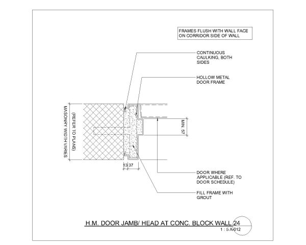 HM Door Jamb Head at Concrete Block Wall CAD Block – DWG AutoCAD Editable Drawing (Free Download)