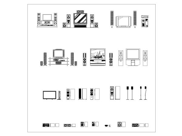 HOME THEATER SYSTEM-4 CAD Block – DWG AutoCAD Editable Drawing (Free Download)