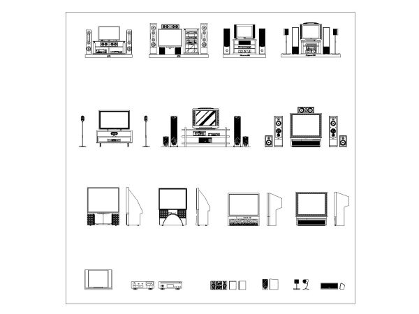 HOME THEATER SYSTEM-4 CAD Block – DWG AutoCAD Editable Drawing (Free Download)