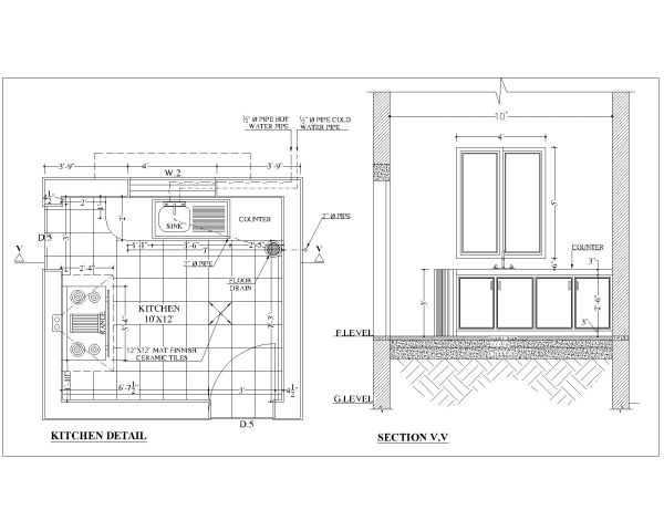 Hostel Kitchen Concept Detail CAD Block – DWG AutoCAD Editable Drawing (Free Download)