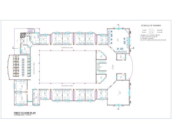 Hostel Plan Level-1 CAD Block – DWG AutoCAD Editable Drawing (Free Download)