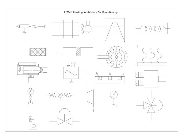HVAC-Heating Ventilation Air Conditioning Symbols, Plan CAD Block – DWG AutoCAD Editable Drawing (Free Download)