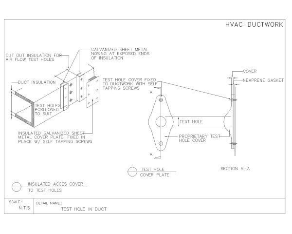 HVAC DUCTWORK TEST HOLE IN DUCT CAD Block – DWG AutoCAD Editable Drawing (Free Download)