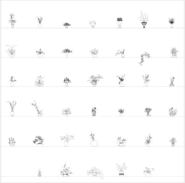 Indoor potted plants elevations CAD collection 2 dwg