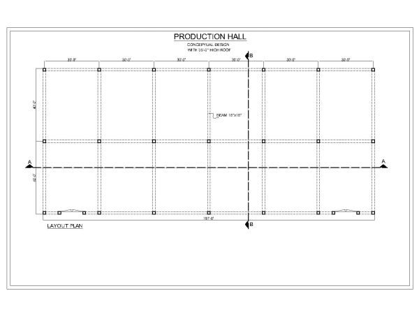 Industrial Production Hall layout Plan.1 – CAD Block – DWG AutoCAD Editable Drawing (Free Download) 