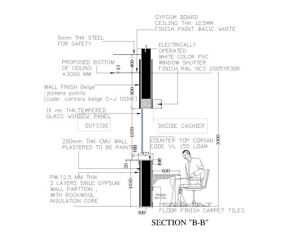 Free AutoCAD 2D Editable Drawings for INSIDE CASHIER Counter Details