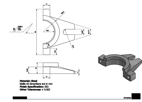 Inventor 2D CAD drawing for practice 64