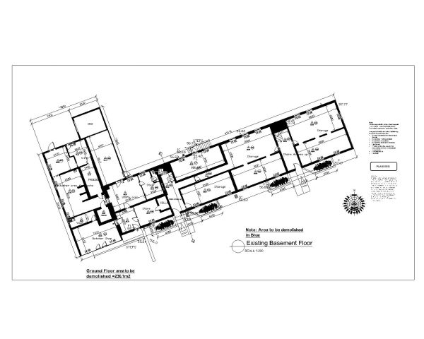 Free AutoCAD 2D editable Drawing of Duplex Apartments New Existing and Proposed Basement Plan-1