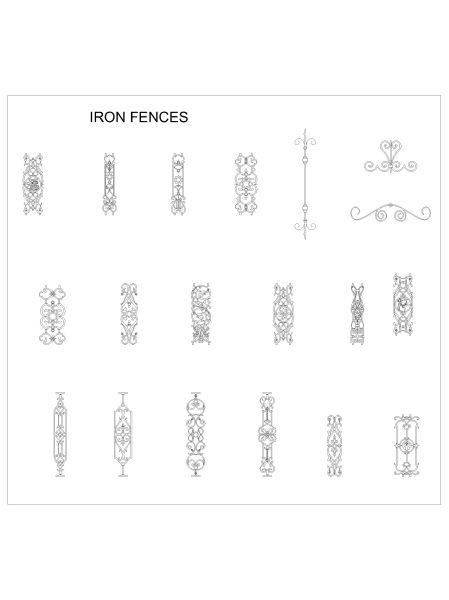 Free AutoCAD 2D Editable Drawings for IRON FENCES_ 3