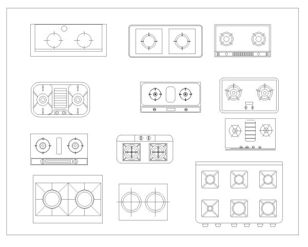 Free AutoCAD 2D Editable Drawings for Kitchen Equipments for Cooking_ 6