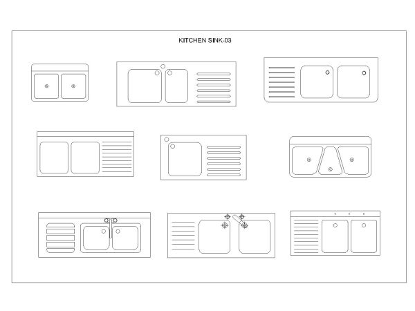 Free AutoCAD 2D Editable Drawings for Kitchen Sink- 03