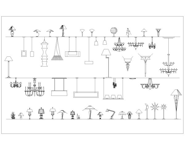 Free AutoCAD 2D Editable Drawings of Lamps for the Electrical Drawings -3