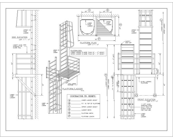 Landing Platform & Ladder Details.2 CAD Block – DWG AutoCAD Editable Drawing (Free Download)