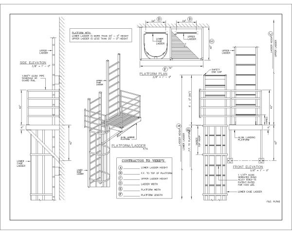 Landing Platform & Ladder Details.3 CAD Block – DWG AutoCAD Editable Drawing (Free Download)