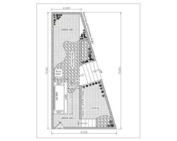 Landscape Design Plan with Fire Pit CAD Block – DWG AutoCAD Editable Drawing (Free Download)