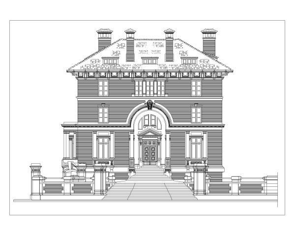 Large Four Storey Building Elevation CAD Block – DWG AutoCAD Editable Drawing (Free Download)