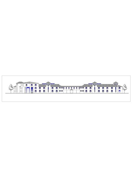 Large Three Storey Building Elevation CAD Block – DWG AutoCAD Editable Drawing (Free Download)