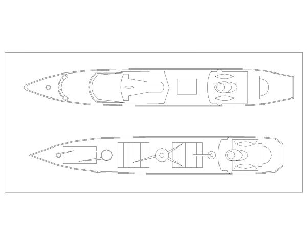 Free AutoCAD 2D Drawings for Large watercraft (Ship) for sea travel - 3