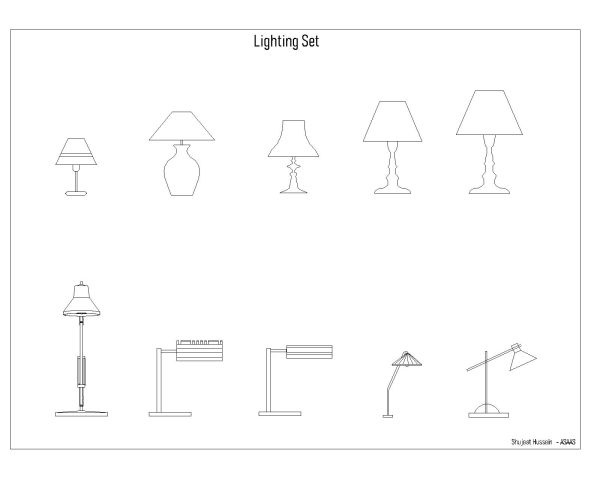 Lighting Set-Hanging with Side View-3 CAD Block DWG AutoCAD Editable Drawing (Free Download)