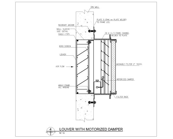 Louver with Motorized Damper-Model-3 CAD Block Dwg AutoCAD Editable Drawing (Free Download)