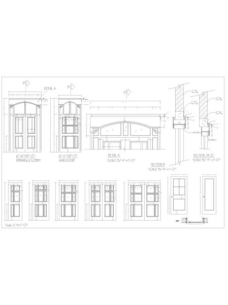 Main Entry Door Elevation & Details-4 CAD Block DWG AutoCAD Editable Drawing (Free Download)