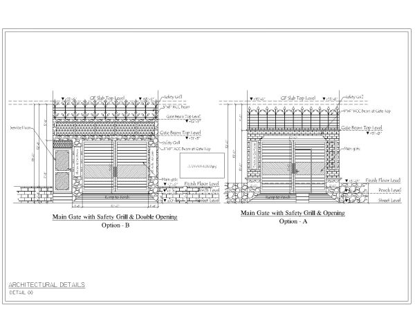MAIN GATE WITH SAFETY GRILL & DOUBLE OPENING CAD Block DWG AutoCAD Editable Drawing (Free Download)