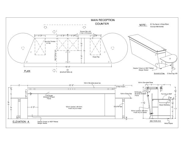 MAIN RECEPTION COUNTER CAD Block DWG AutoCAD Editable Drawing (Free Download)