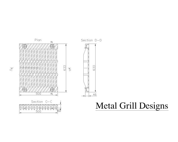Free AutoCAD 2D Editable Drawings for Metal Grill Design Option - A 2