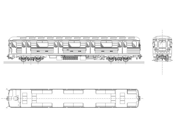 Metro Carriage Train Top & Side views CAD Block DWG AutoCAD Editable Drawing (Free Download)