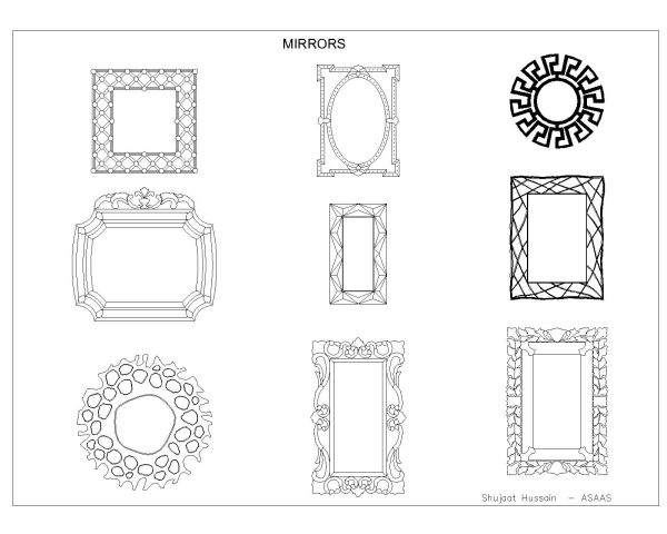 Mirrors for Bathroom Option-5 CAD Block DWG AutoCAD Editable Drawing (Free Download)