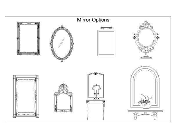 Mirrors for Bathroom Option-2 CAD Block DWG AutoCAD Editable Drawing (Free Download)