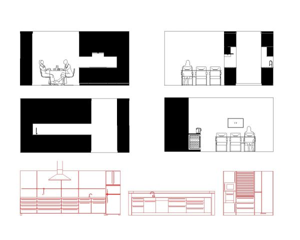 Modern Kitchen Elevations-Model Architectural Drawing. CAD block in DWG format free download.
