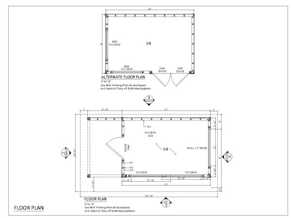 Modern Wood Shed Floor Plans-1 CAD Block DWG AutoCAD Editable Drawing (Free Download)