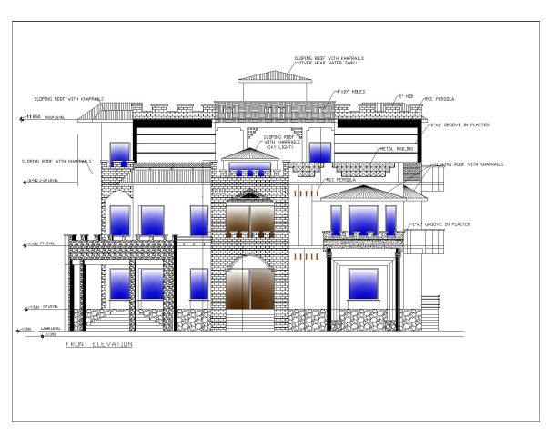 Multi-Story Residential Building & Villas 2D Elevation-15 Architectural drawings. CAD block in DWG format free download.