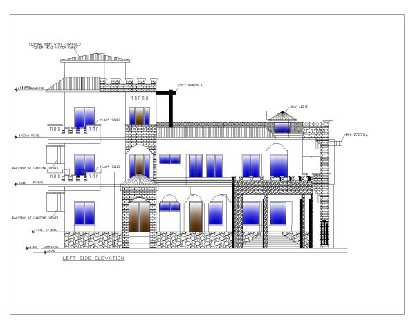Multi-Story Residential Building & Villas 2D Elevation-18 Architectural drawings. CAD block in DWG format free download.