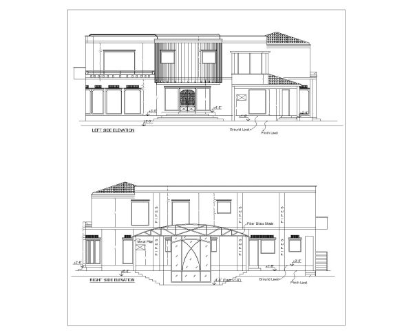 Multi-Story Residential Building & Villas 2D Elevation-20 Architectural drawings. CAD block in DWG format free download.
