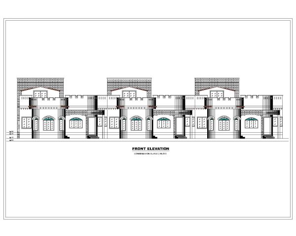 Multi-Story Residential Building & Villas 2D Elevation-38 Architectural drawings. CAD block in DWG format free download.